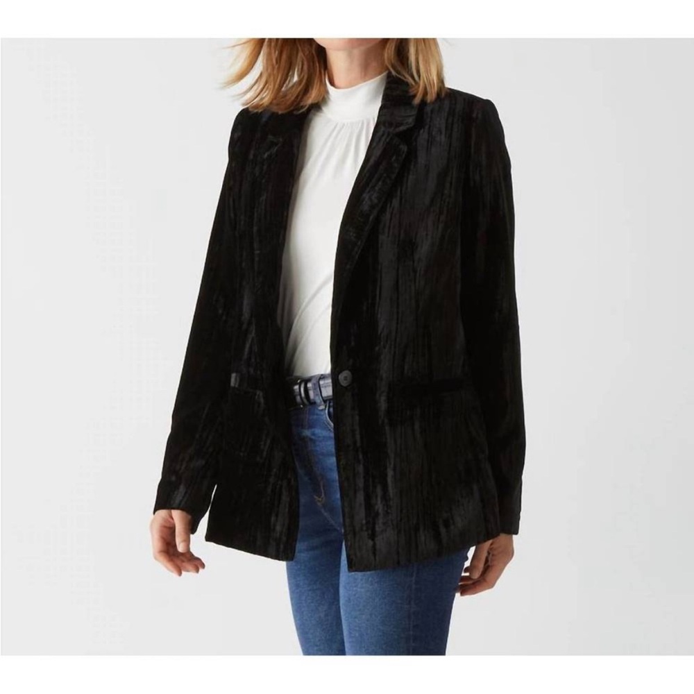 Michael Stars Darby Crushed Velvet Black Blazer Medium